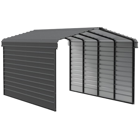Arrow Storage Products Galvanized Steel Carport, W/ 2-Sided Enclosure, Compact Car Metal Carport Kit, 12'x20'x9', Charcoal CPHC122009ECL2